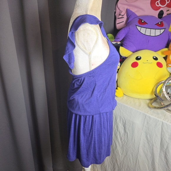 Dolan Anthropologie Purple Open Back Dress Medium Flutter Sleeve NWT - Picture 3 of 10